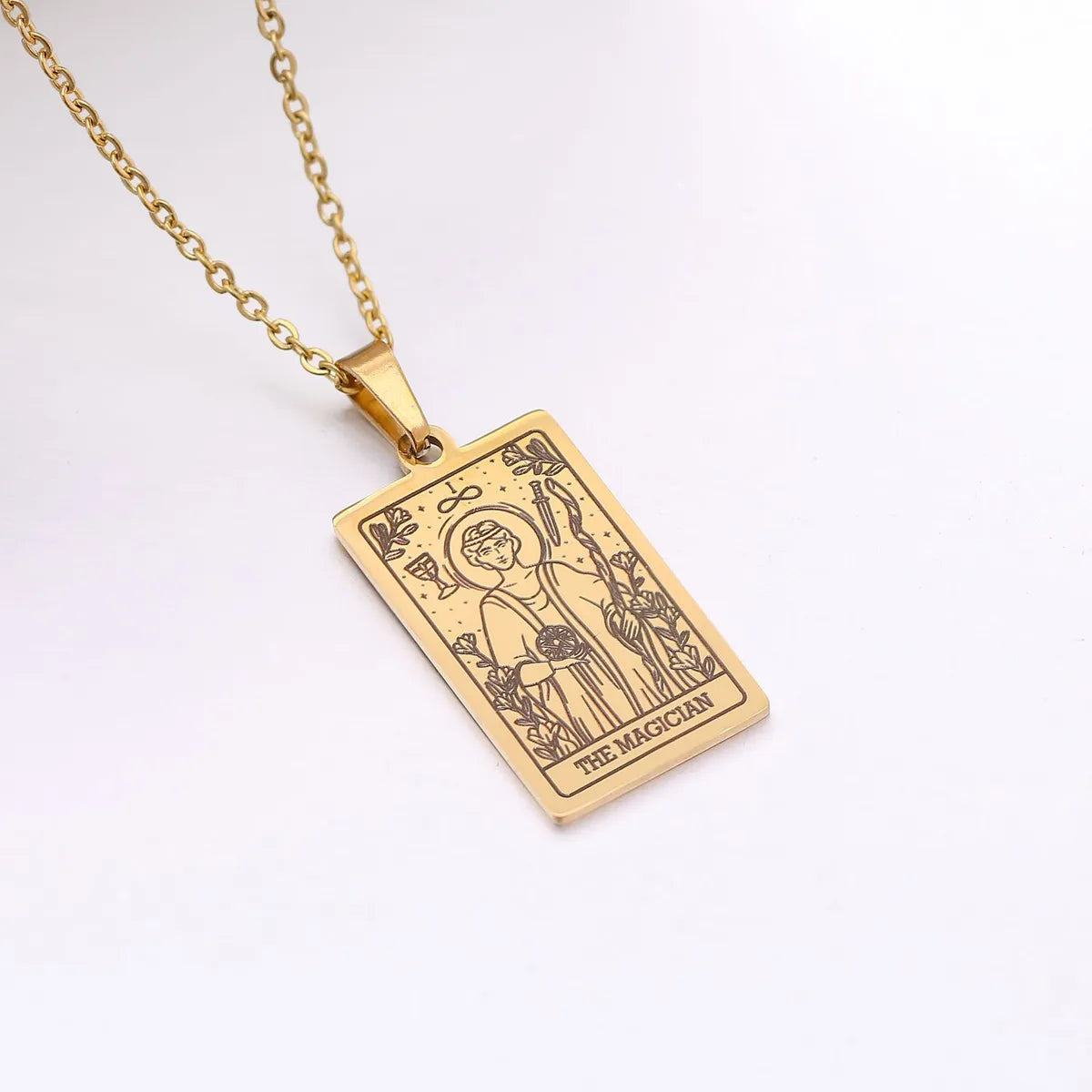 Wholesale Jewelry Simple Style Human Tarot 304 Stainless Steel Plating Pendant Necklace