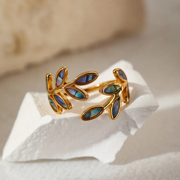 Wholesale Jewelry Simple Style IG Style Leaf 304 Stainless Steel Plating Open Rings