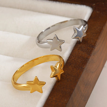 Wholesale Jewelry Simple Style IG Style Star 304 Stainless Steel 18K Gold Plated Open Rings