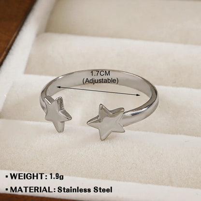 Wholesale Jewelry Simple Style IG Style Star 304 Stainless Steel 18K Gold Plated Open Rings