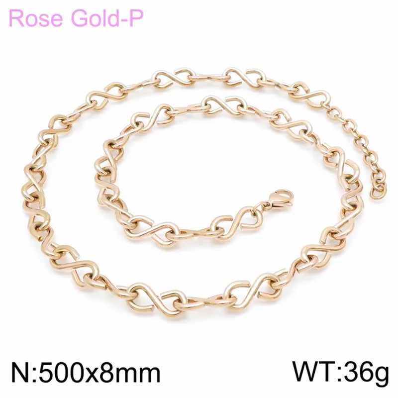 Wholesale Jewelry Simple Style Infinity 304 Stainless Steel 18K Gold Plated Bracelets Necklace