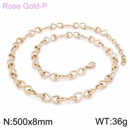 Wholesale Jewelry Simple Style Infinity 304 Stainless Steel 18K Gold Plated Bracelets Necklace