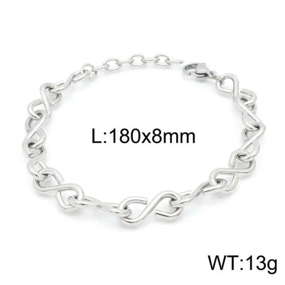 Wholesale Jewelry Simple Style Infinity 304 Stainless Steel 18K Gold Plated Bracelets Necklace