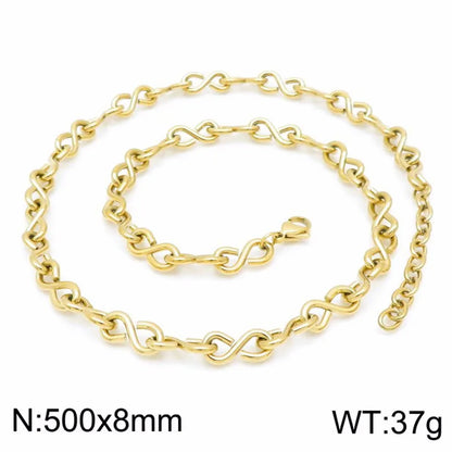 Wholesale Jewelry Simple Style Infinity 304 Stainless Steel 18K Gold Plated Bracelets Necklace