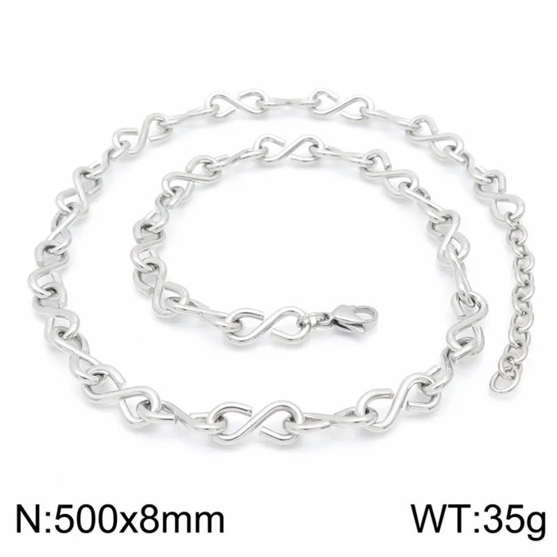 Wholesale Jewelry Simple Style Infinity 304 Stainless Steel 18K Gold Plated Bracelets Necklace