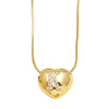 Wholesale Jewelry Simple Style Inlaid Zircon Heart Pendant Necklace Copper Electroplating