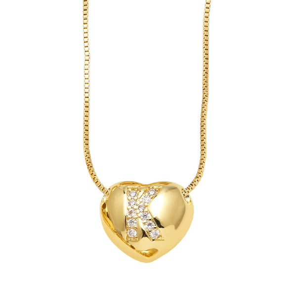 Wholesale Jewelry Simple Style Inlaid Zircon Heart Pendant Necklace Copper Electroplating
