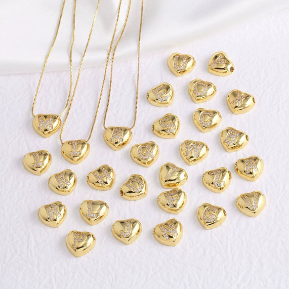 Wholesale Jewelry Simple Style Inlaid Zircon Heart Pendant Necklace Copper Electroplating