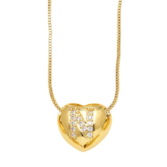 Wholesale Jewelry Simple Style Inlaid Zircon Heart Pendant Necklace Copper Electroplating