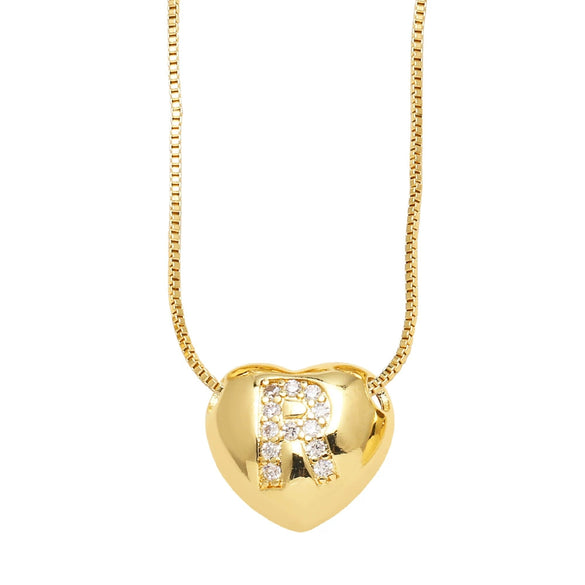 Wholesale Jewelry Simple Style Inlaid Zircon Heart Pendant Necklace Copper Electroplating