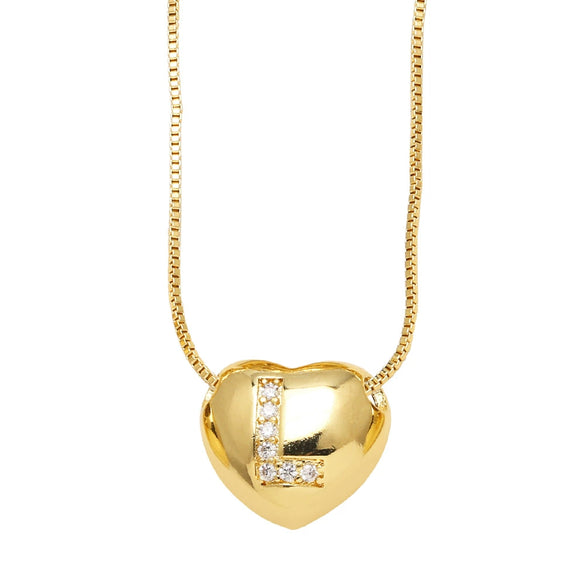 Wholesale Jewelry Simple Style Inlaid Zircon Heart Pendant Necklace Copper Electroplating