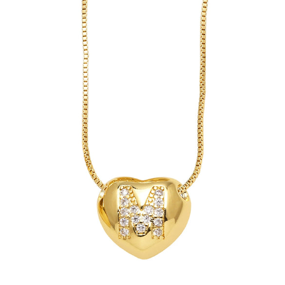 Wholesale Jewelry Simple Style Inlaid Zircon Heart Pendant Necklace Copper Electroplating