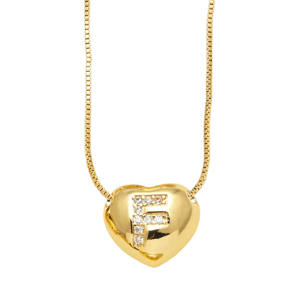 Wholesale Jewelry Simple Style Inlaid Zircon Heart Pendant Necklace Copper Electroplating