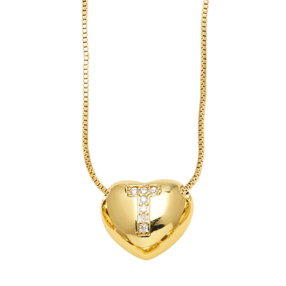 Wholesale Jewelry Simple Style Inlaid Zircon Heart Pendant Necklace Copper Electroplating