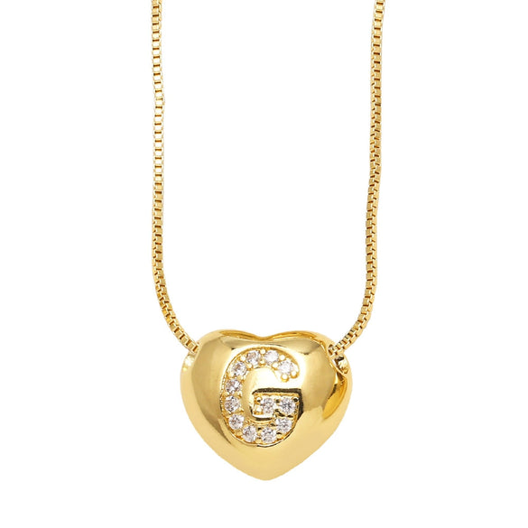 Wholesale Jewelry Simple Style Inlaid Zircon Heart Pendant Necklace Copper Electroplating