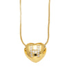Wholesale Jewelry Simple Style Inlaid Zircon Heart Pendant Necklace Copper Electroplating