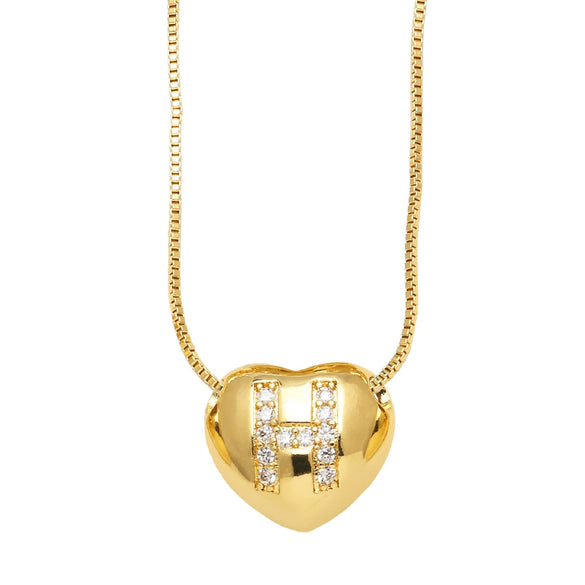 Wholesale Jewelry Simple Style Inlaid Zircon Heart Pendant Necklace Copper Electroplating