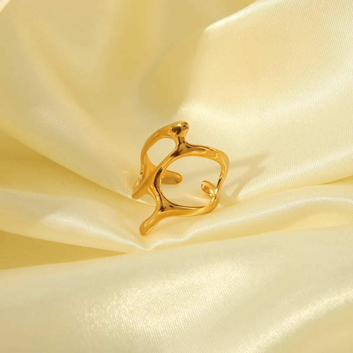 Wholesale Jewelry Simple Style Irregular Solid Color Bow Knot 304 Stainless Steel 18K Gold Plated Open Rings