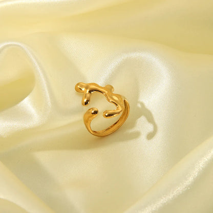 Wholesale Jewelry Simple Style Irregular Solid Color Bow Knot 304 Stainless Steel 18K Gold Plated Open Rings