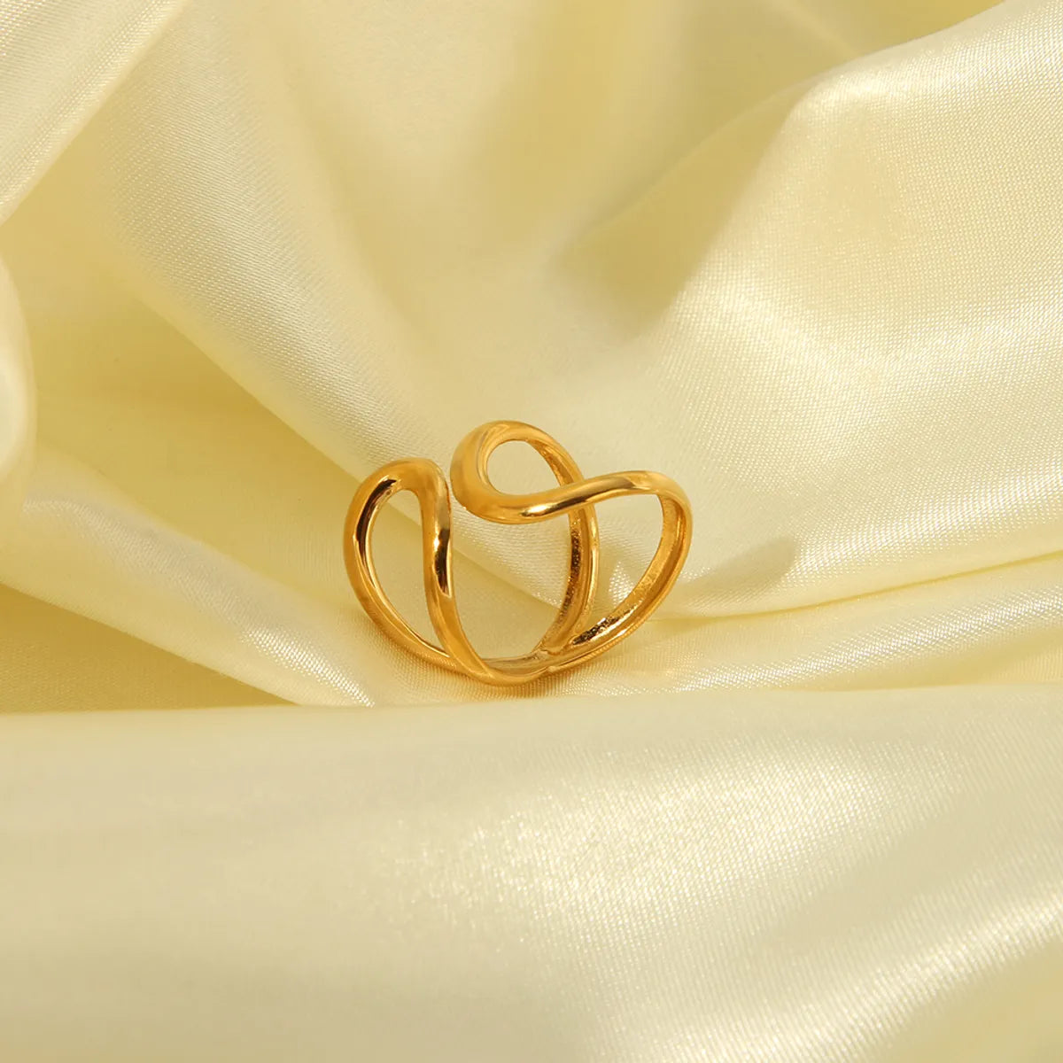 Wholesale Jewelry Simple Style Irregular Solid Color Bow Knot 304 Stainless Steel 18K Gold Plated Open Rings