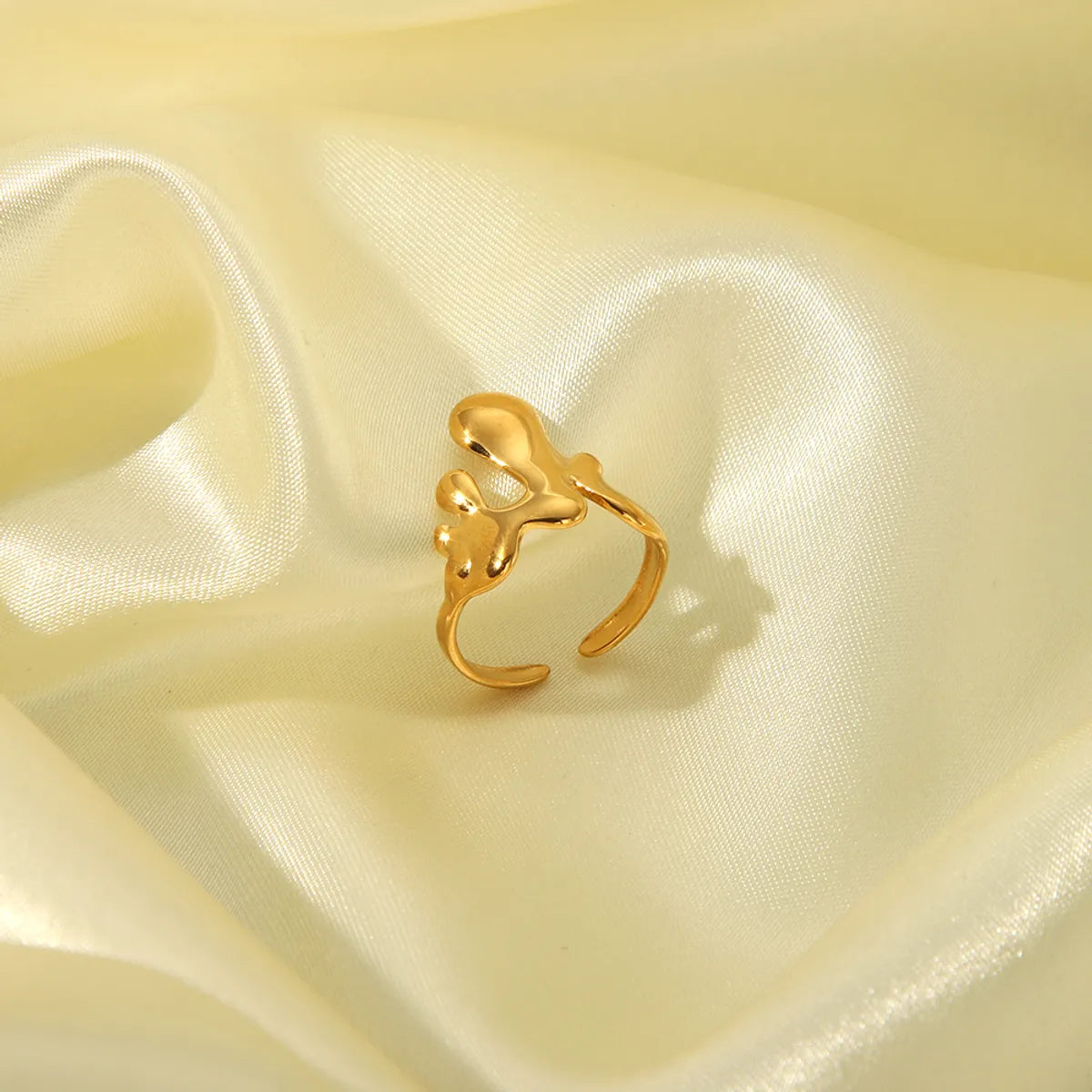 Wholesale Jewelry Simple Style Irregular Solid Color Bow Knot 304 Stainless Steel 18K Gold Plated Open Rings