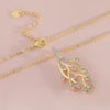 Wholesale Jewelry Simple Style Leaf Copper Electroplated Ochain Pendant Necklace