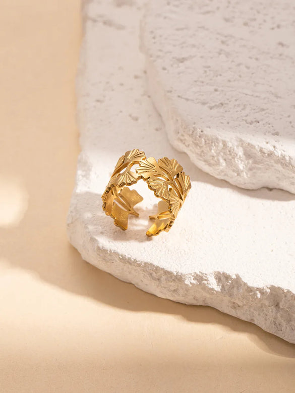 Wholesale Jewelry Simple Style Leaves Solid Color Butterfly Titanium Steel Open Rings