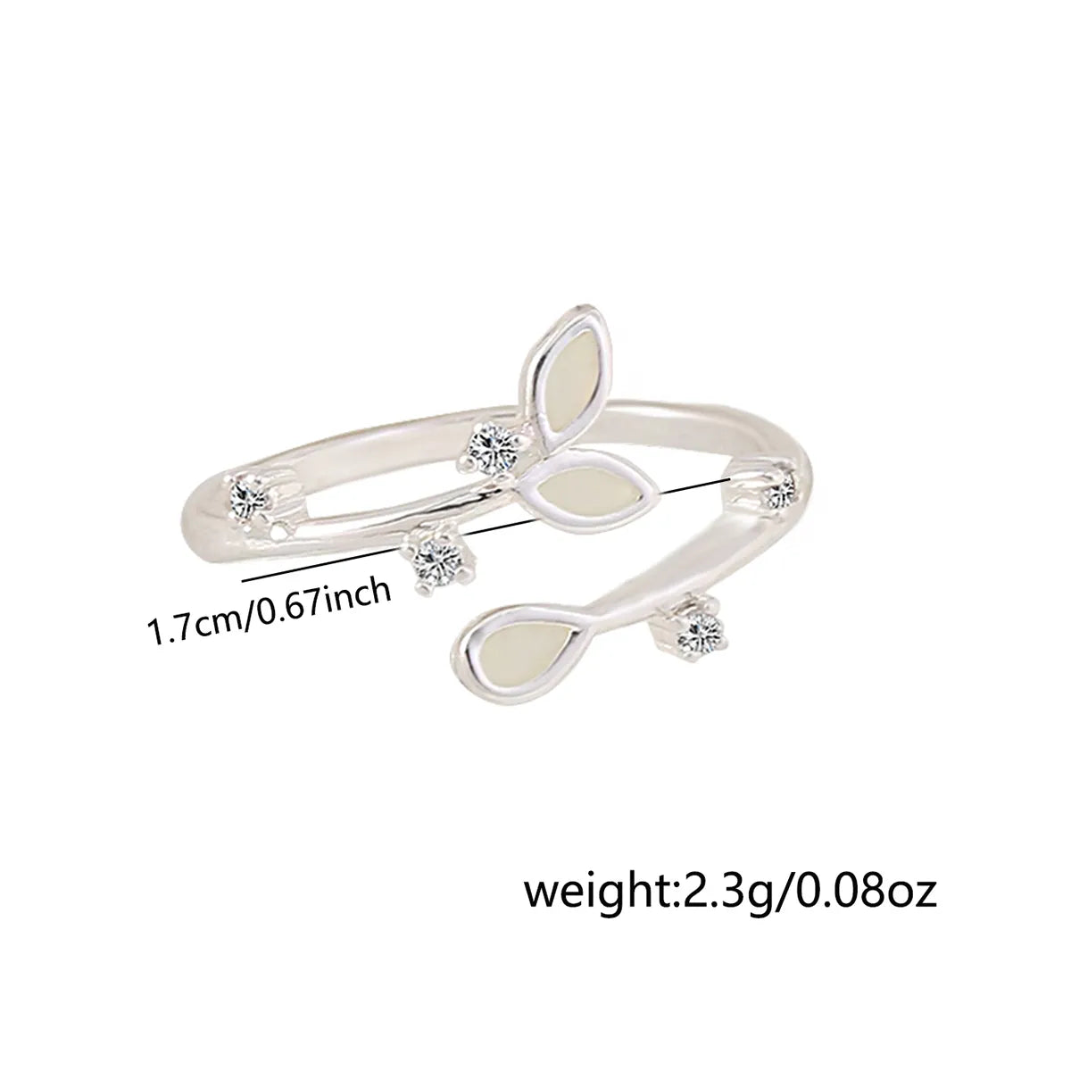 Wholesale Jewelry Simple Style Leaves Texture Resin Copper Zircon Inlay Rings