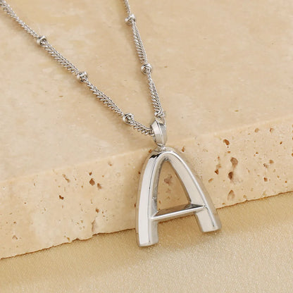 Wholesale Jewelry Simple Style Letter 304 Stainless Steel 18K Gold Plated Pendant Necklace