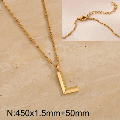 Wholesale Jewelry Simple Style Letter 304 Stainless Steel 18K Gold Plated Pendant Necklace