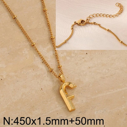 Wholesale Jewelry Simple Style Letter 304 Stainless Steel 18K Gold Plated Pendant Necklace