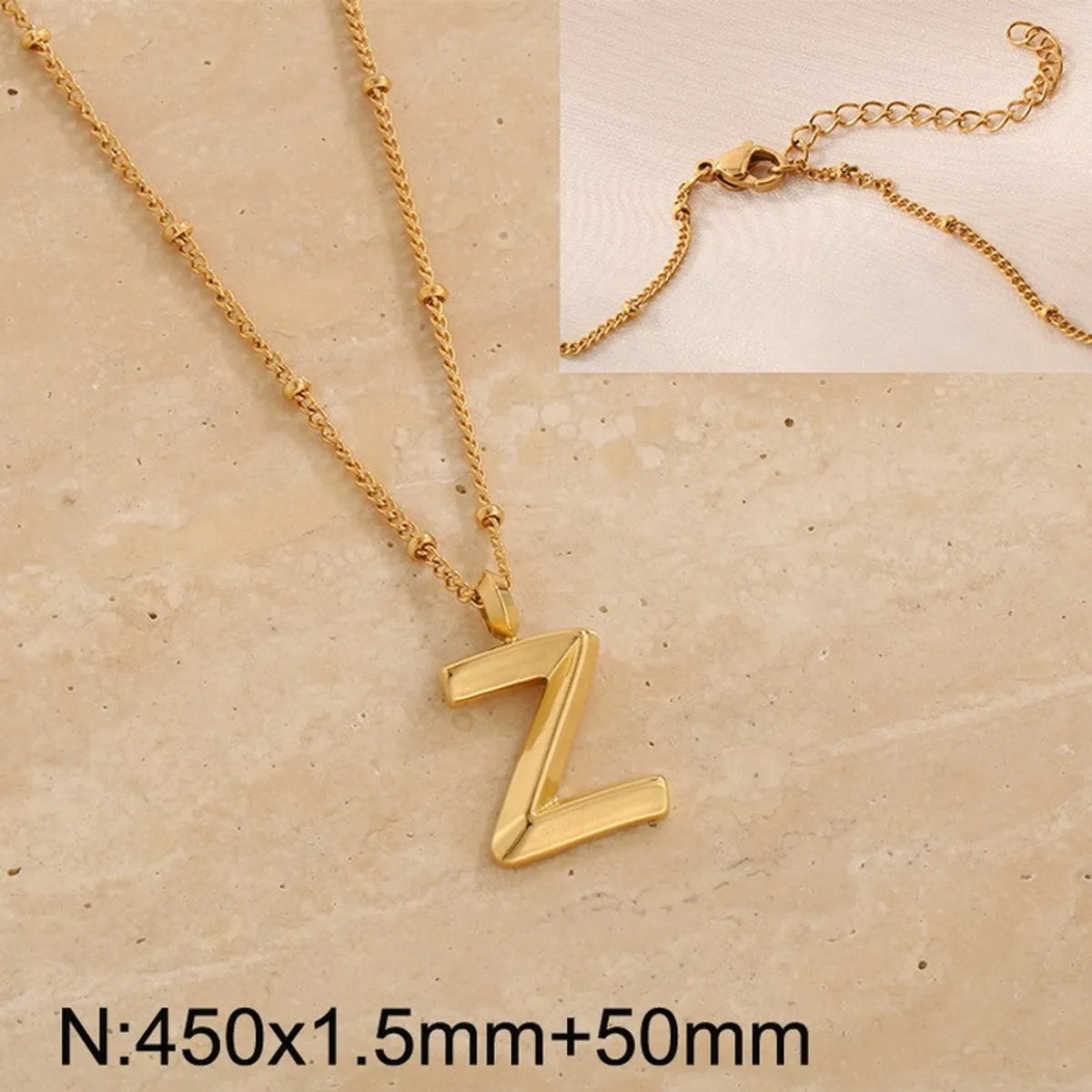 Wholesale Jewelry Simple Style Letter 304 Stainless Steel 18K Gold Plated Pendant Necklace