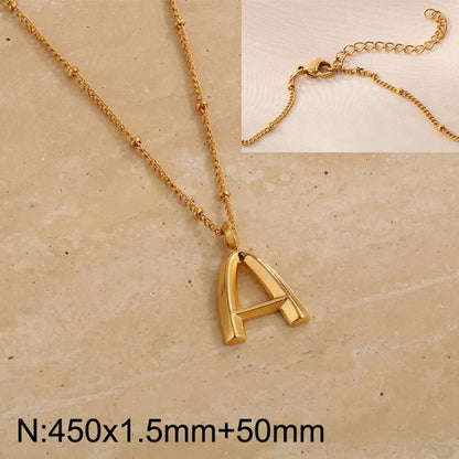 Wholesale Jewelry Simple Style Letter 304 Stainless Steel 18K Gold Plated Pendant Necklace