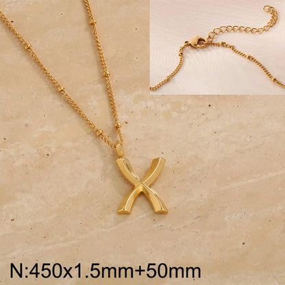 Wholesale Jewelry Simple Style Letter 304 Stainless Steel 18K Gold Plated Pendant Necklace