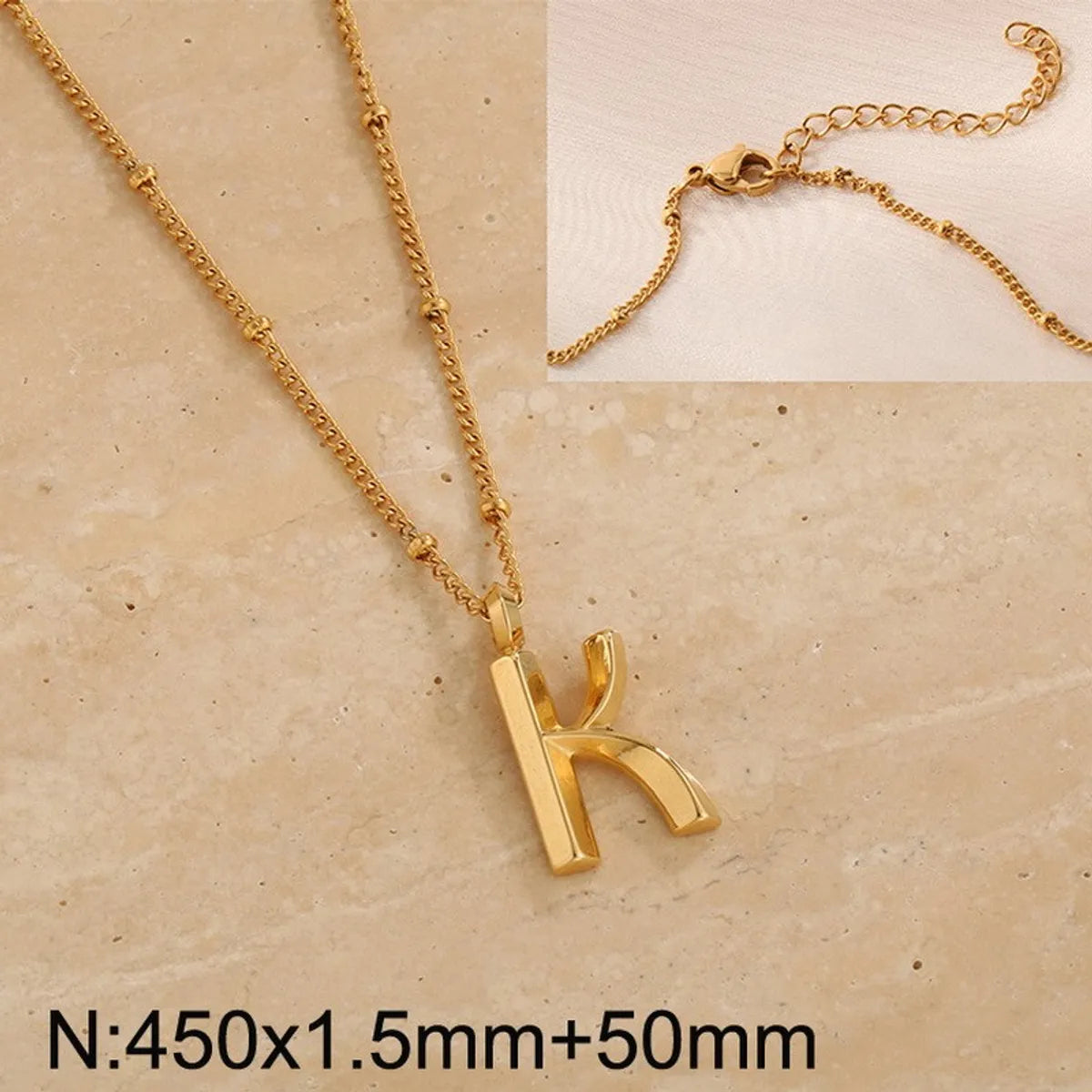 Wholesale Jewelry Simple Style Letter 304 Stainless Steel 18K Gold Plated Pendant Necklace