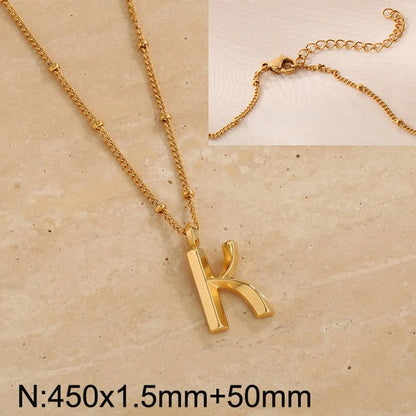 Wholesale Jewelry Simple Style Letter 304 Stainless Steel 18K Gold Plated Pendant Necklace