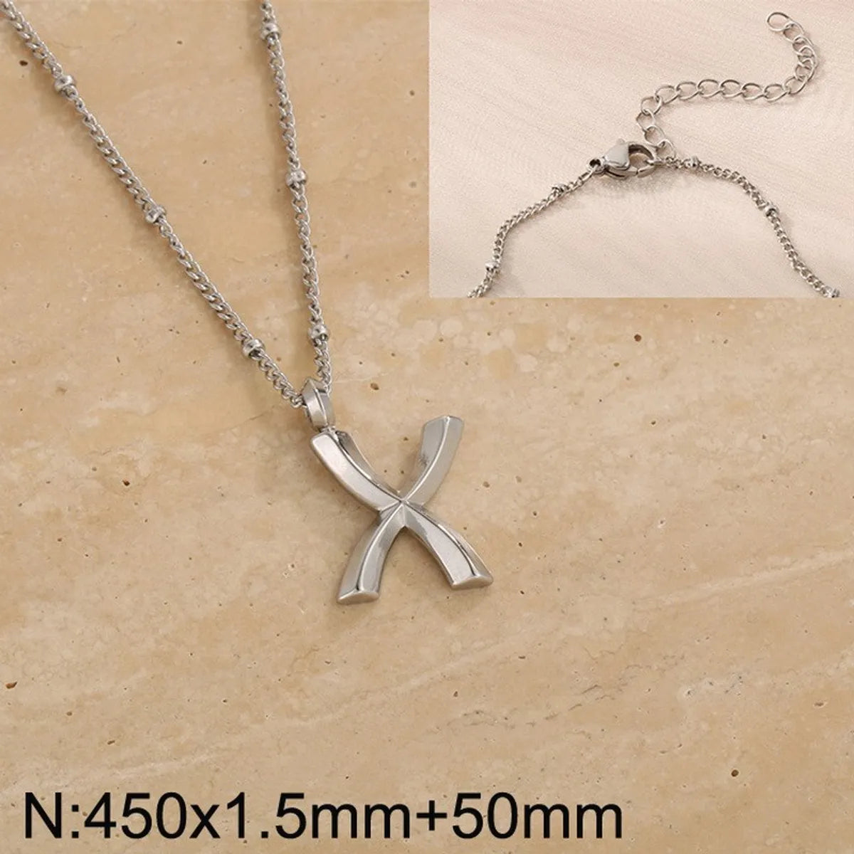 Wholesale Jewelry Simple Style Letter 304 Stainless Steel 18K Gold Plated Pendant Necklace