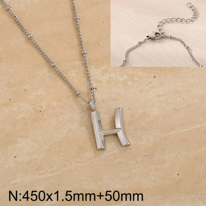 Wholesale Jewelry Simple Style Letter 304 Stainless Steel 18K Gold Plated Pendant Necklace