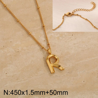 Wholesale Jewelry Simple Style Letter 304 Stainless Steel 18K Gold Plated Pendant Necklace