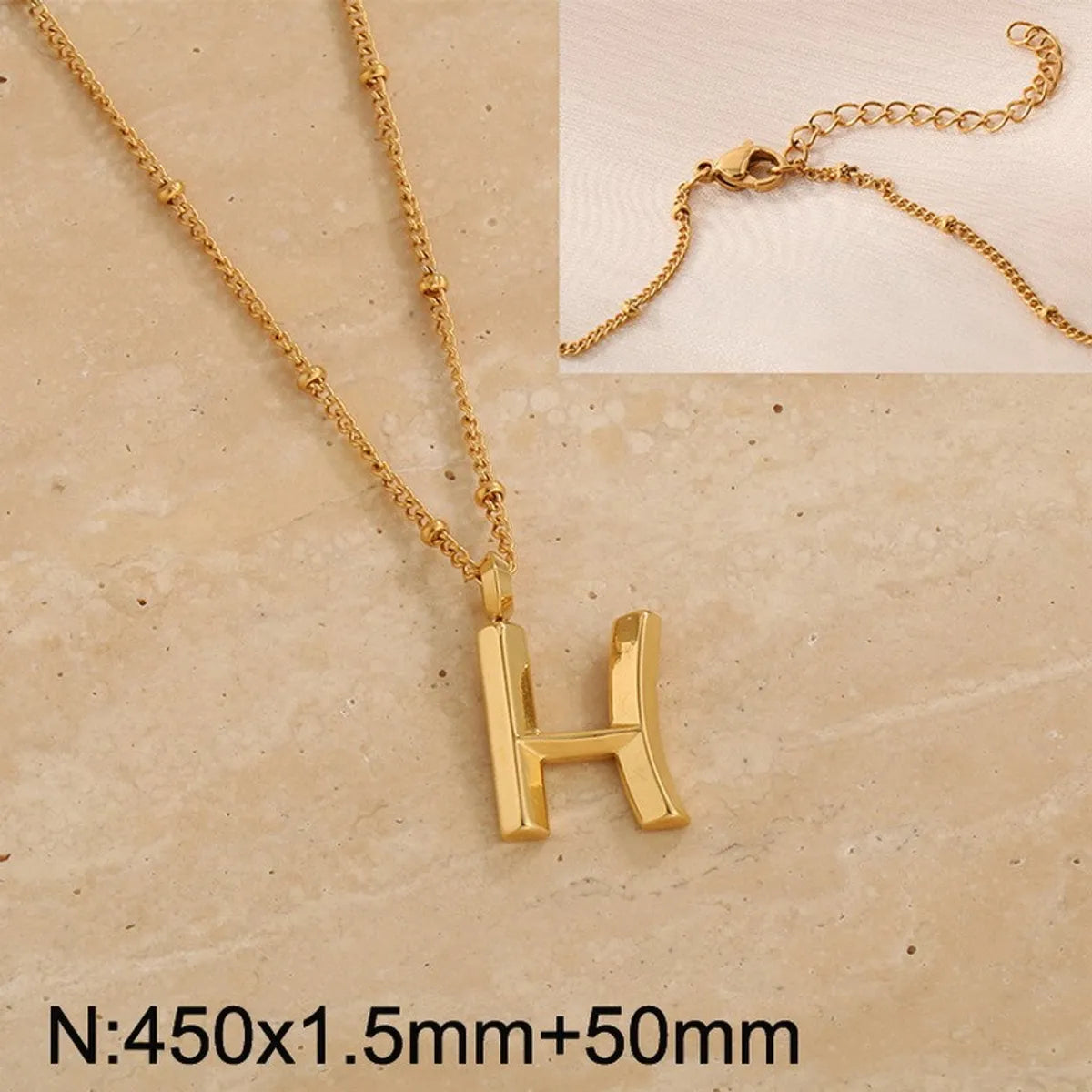 Wholesale Jewelry Simple Style Letter 304 Stainless Steel 18K Gold Plated Pendant Necklace