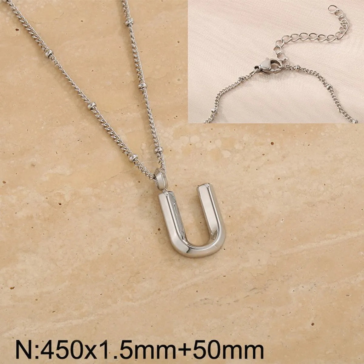 Wholesale Jewelry Simple Style Letter 304 Stainless Steel 18K Gold Plated Pendant Necklace