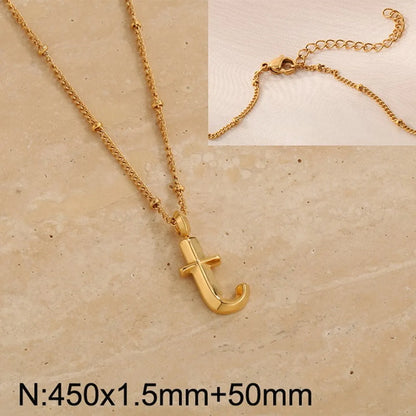 Wholesale Jewelry Simple Style Letter 304 Stainless Steel 18K Gold Plated Pendant Necklace