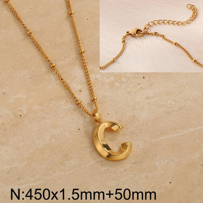 Wholesale Jewelry Simple Style Letter 304 Stainless Steel 18K Gold Plated Pendant Necklace