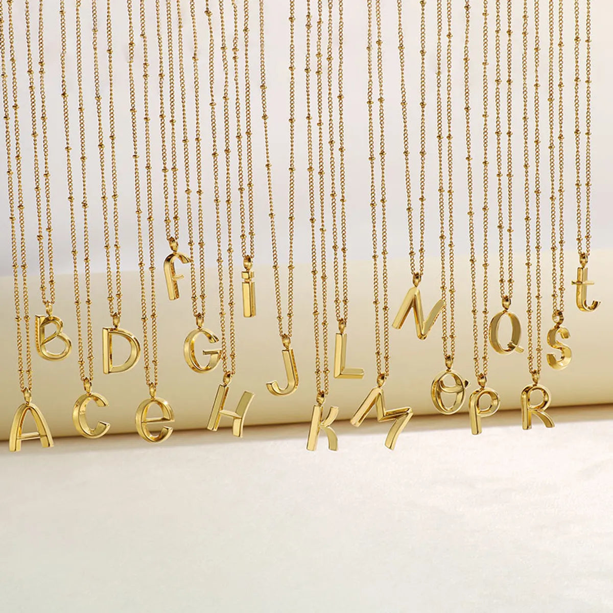 Wholesale Jewelry Simple Style Letter 304 Stainless Steel 18K Gold Plated Pendant Necklace