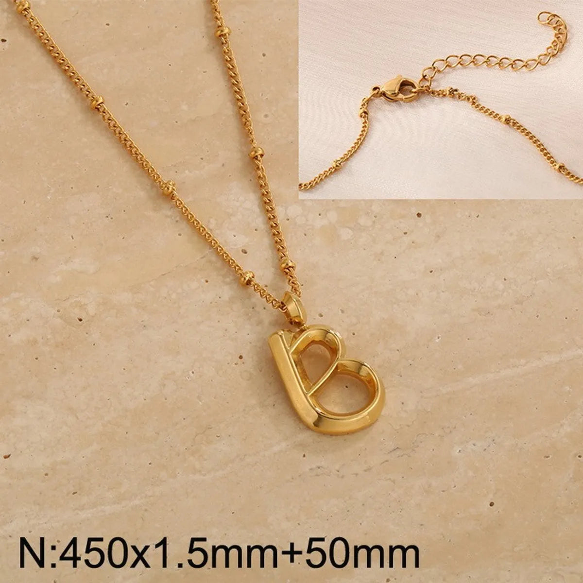 Wholesale Jewelry Simple Style Letter 304 Stainless Steel 18K Gold Plated Pendant Necklace