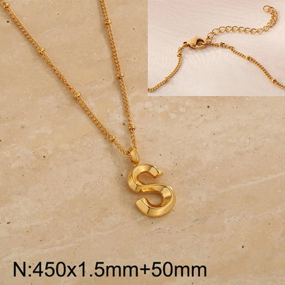 Wholesale Jewelry Simple Style Letter 304 Stainless Steel 18K Gold Plated Pendant Necklace