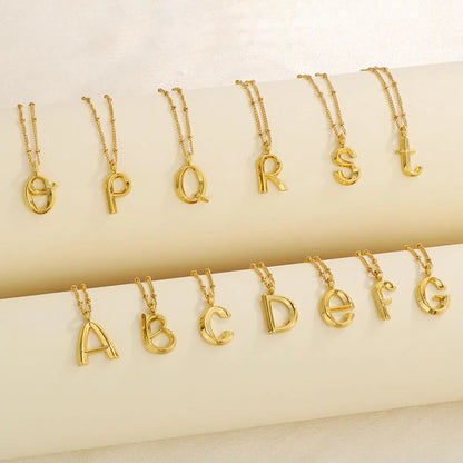 Wholesale Jewelry Simple Style Letter 304 Stainless Steel 18K Gold Plated Pendant Necklace