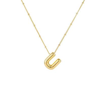 Wholesale Jewelry Simple Style Letter 304 Stainless Steel Gold Plated Plating Pendant Necklace