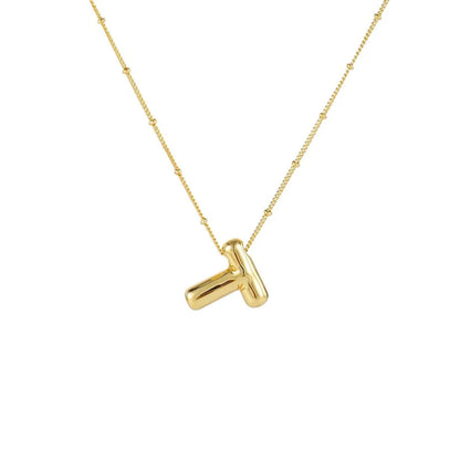 Wholesale Jewelry Simple Style Letter 304 Stainless Steel Gold Plated Plating Pendant Necklace