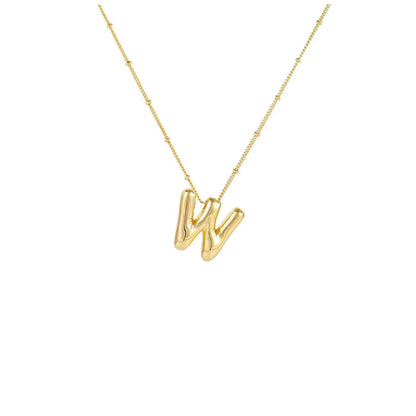 Wholesale Jewelry Simple Style Letter 304 Stainless Steel Gold Plated Plating Pendant Necklace